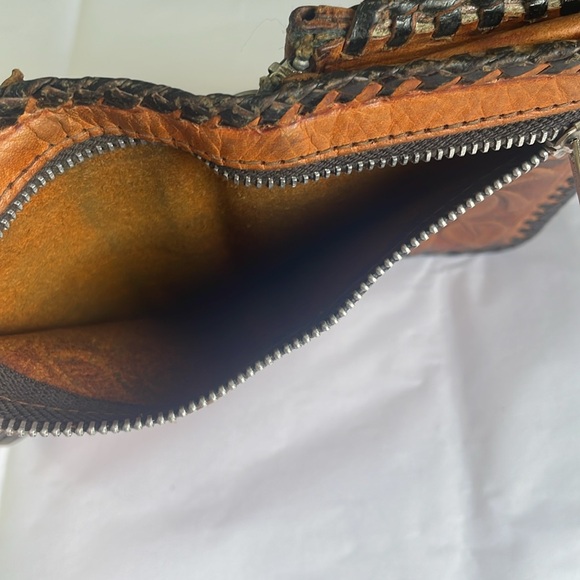 Vintage Hand Tooled Leather Wallet Floral Mexico - Picture 5 of 9